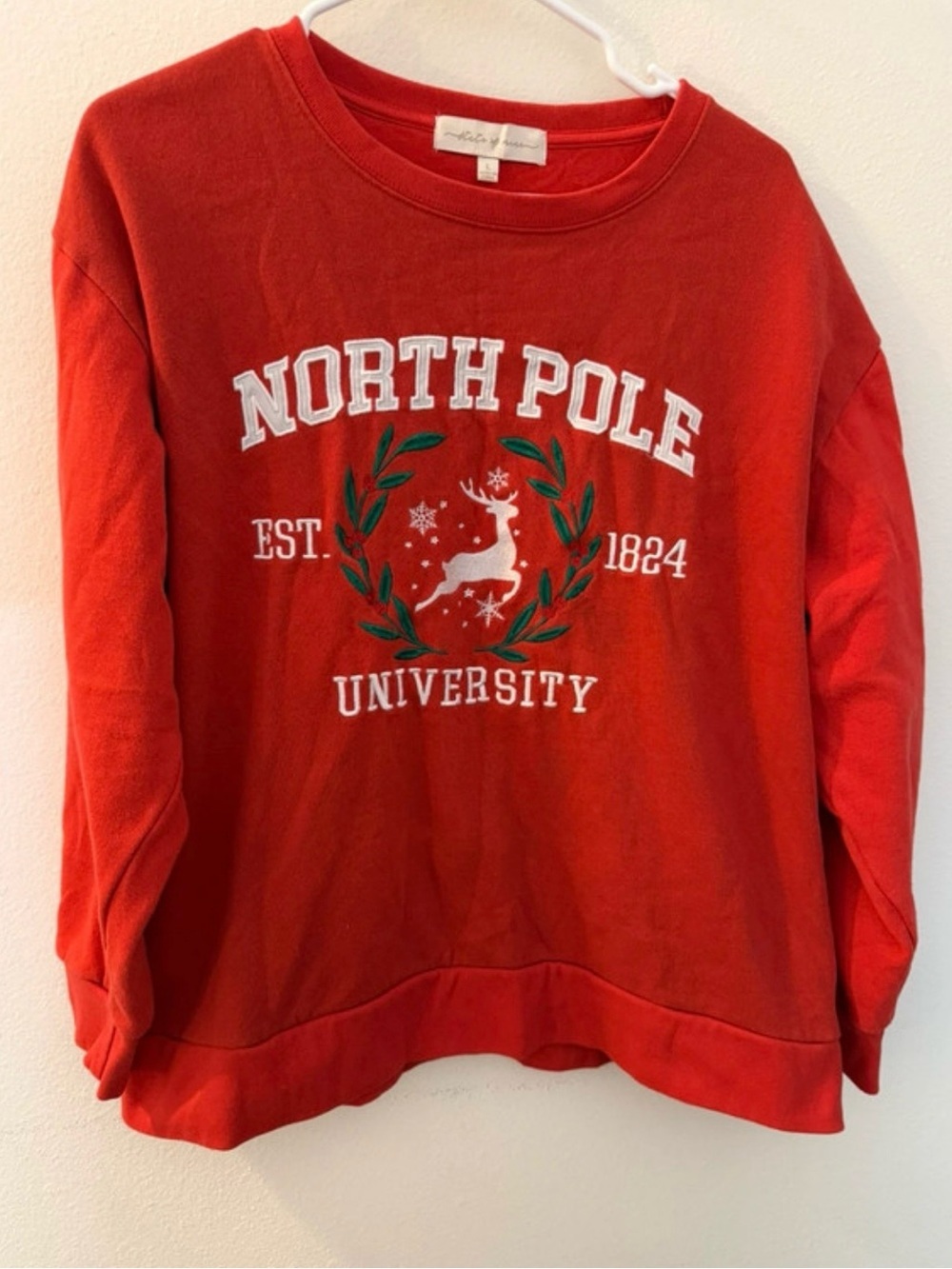 State of Mine North Pole University Christmas Sweatshirt Red L